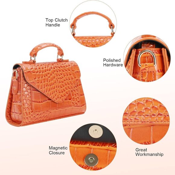 Crocodile Crossbody Shoulder Bags for Women, Small Trendy Purse for Phone, Women - Picture 5 of 8